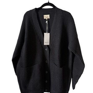 NWT - MATE the Label Relaxed Merino Wool Waffle Cardigan Sweater - Size Large